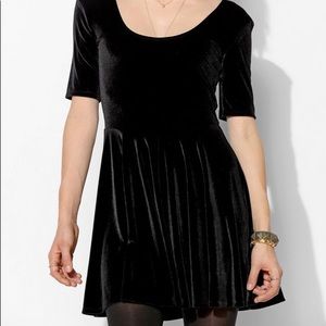 Urban Outfitters Kimchi Blue Black Velvet Skater Dress